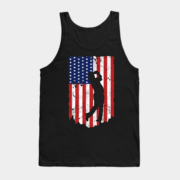 American Flag Golf 4th July Patriotic Golfer Tank Top by binnacleenta